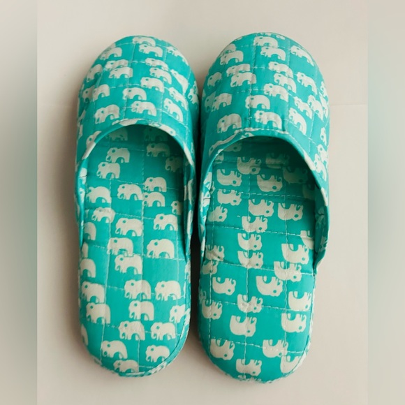 Hand Crafted | Shoes | New Thai Cotton Turquoise Elephant Slippers ...